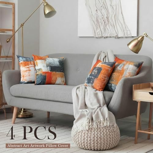 Burnt Orange Throw Pillow Covers 20x20 Set of 4 Decorative Cushion