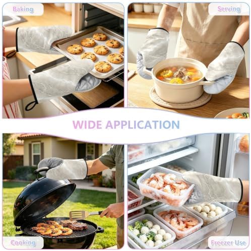 Marble Gray Oven Mitts and Pot Holders Set 2 Pack