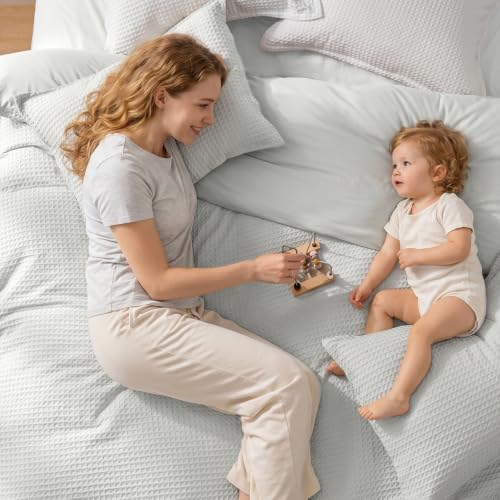 PHF Waffle Duvet Cover Twin/Twin XL, Soft & Breathable, 68"x90",Light