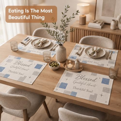 Placemats Set of 12 Linen Table Mats Washable Cloth Place Mats