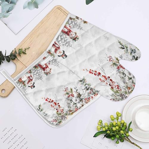 Quilted Cotton Terry Cloth Oven Mitt, Pot Holder Gray Gradient Winter