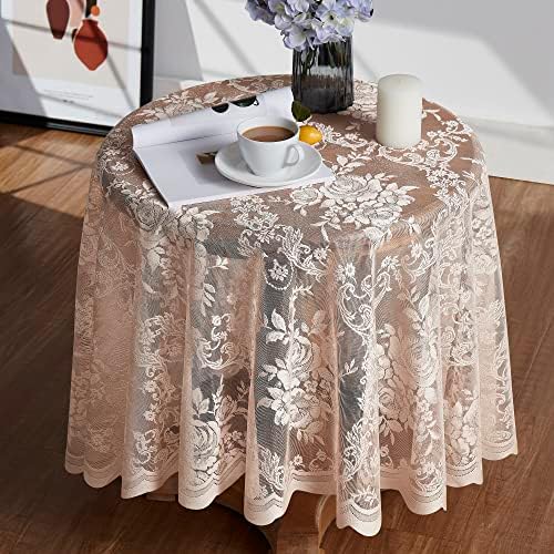 Warm Home Designs 90 Inch Round Golden Lace Tablecloth. LTC Linen 90