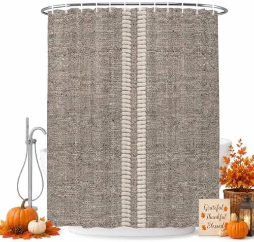 Long Shower Curtains 72" x 84", Farmhouse Grey Brown Washable Shower