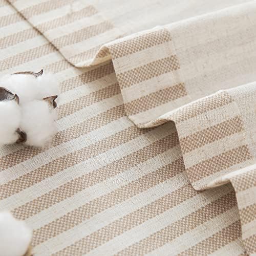 Jinchan Linen Curtains for Living Room and Bedroom - Taupe Striped