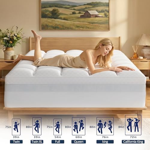 Mattress Topper Queen 4 Inch Dual Layer Memory Foam