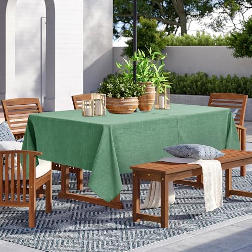 LUSHVIDA Outdoor Tablecloth with Umbrella Hole, Natural, 60x84 Inch