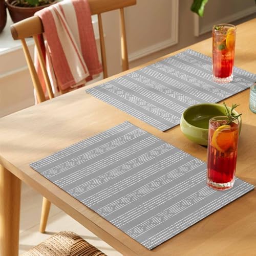 Abstract Classic Striped Placemats Set of 6 Washable Table Mats for