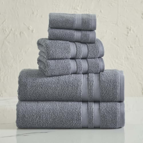 Performance Cotton 6-Piece Bath Towel Set, Quick Dry, Fade Resistant