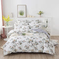 FADFAY Duvet Cover Set Elegant Floral Bedding Shabby Beige Bird Flower