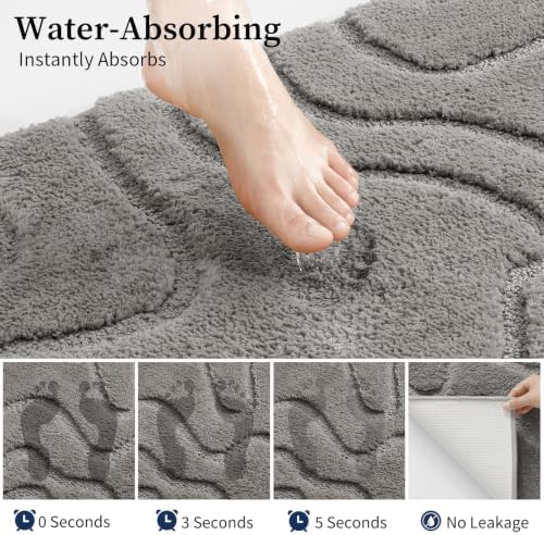 Soft Bathroom Rugs Runner 24" x 60",Non-Slip Absorbent Bath Mat, Light