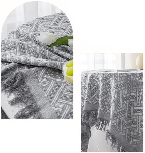 Square Table Cloth Water Resistant Grey Tablecloths 70.8x70.8 Inch