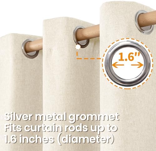 BGment Linen Curtains 84 Inch Length 2 Panels Cream Drapes for Living