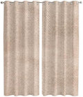 Beige Burlap Texture Window Curtains Panels with Silver