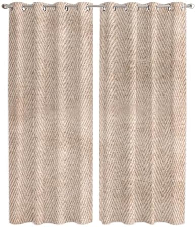 Beige Burlap Texture Window Curtains Panels with Silver