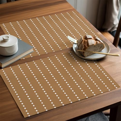 Round Placemats Set of 8 Fall Neutral Tan Place Mats Rustic Minimalist