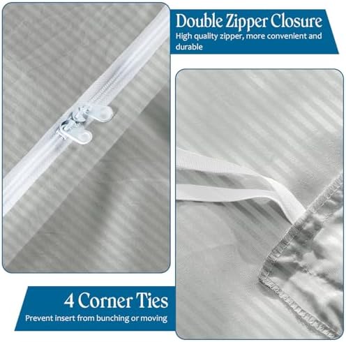 Giza Cotton Zipper Closure & Corner Ties- 3-PC Duvet Cover Set