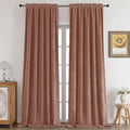 CUCRAF Pink Beige Velvet Blackout Curtains 108 inches Long, Thermal