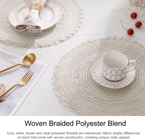 SHACOS 15 inch Round Braided Placemats Set of 12 for Dining Table