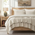 EVERGRACE Cross Stitch Pre-Washed Cotton Quilt Bedding Set King Size