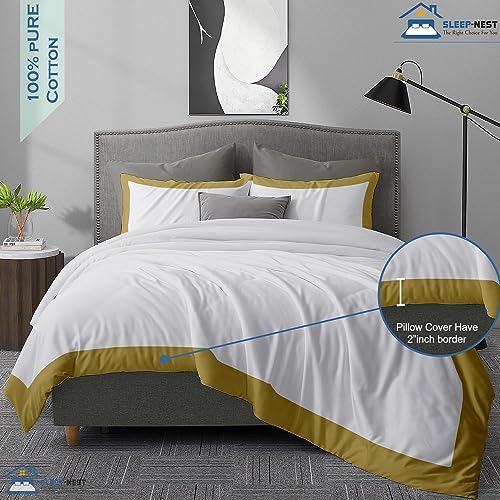 SLEEP-NEST Dual Tone Duvet Cover Set Super King 108"x98" Long Staple