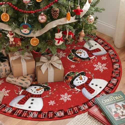 AVOIN colorlife 48 Inch Snowman Christmas Tree Skirt