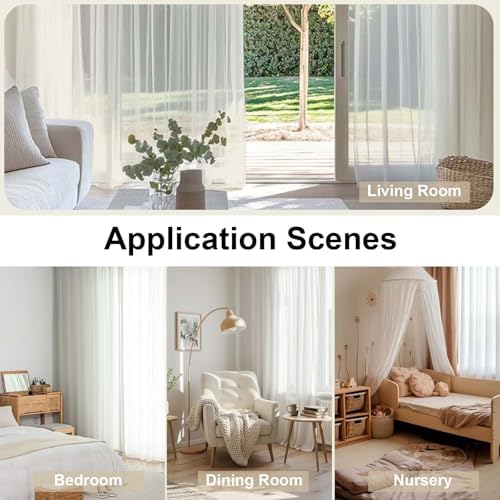 OWENIE Sheer Curtains 96 Inch Length, Elegant Sheer Curtains for