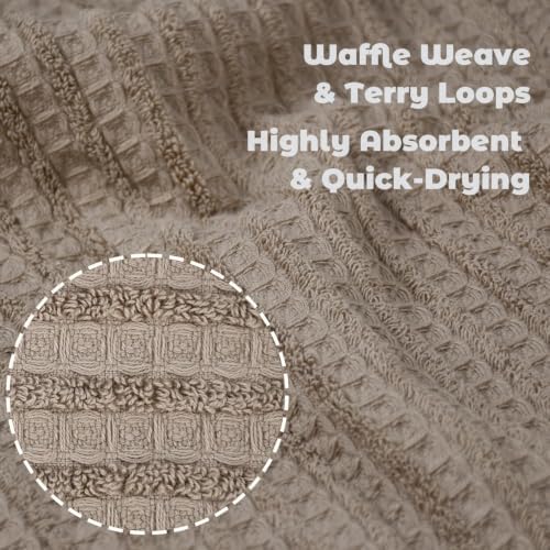 Cleanbear Waffle Hand Towels for Bathroom & Kitchen, 13” x 28”