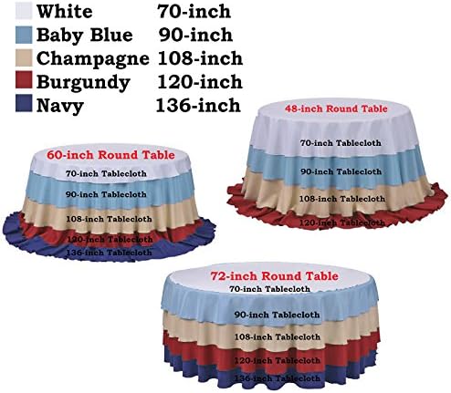 TABLECLOTHSFACTORY 90 Inch Ivory Round Tablecloth - Linens Polyester
