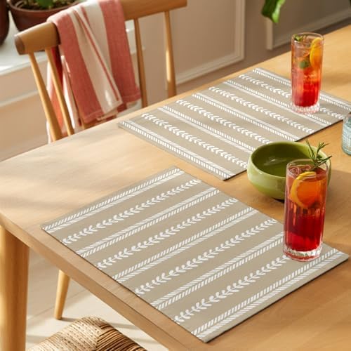 Round Placemats Set of 8 Neutral Sandy Place Mats Minimalist White