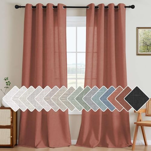 H.VERSAILTEX Living Room Linen Curtains - Semi Sheer, Nickel Grommet
