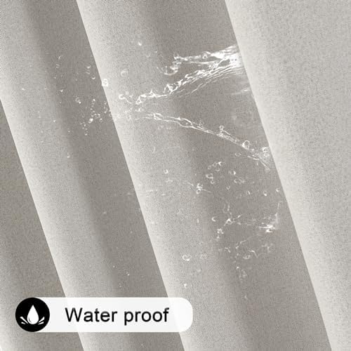 Beige 100% Blackout Linen Curtains 120 Inches Extra Long Ceiling to