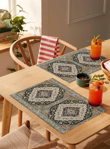 Abstract Bohemian Floral Totem Placemats Set of 6 Washable Table Mats
