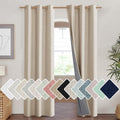 NICETOWN Cream Full Blackout Boho-Chic Linen Curtains 84 inch Long 2