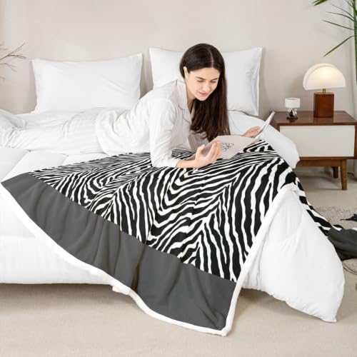 Erosebridal Zebra Print Fleece Blanket Twin 60x80 Inch