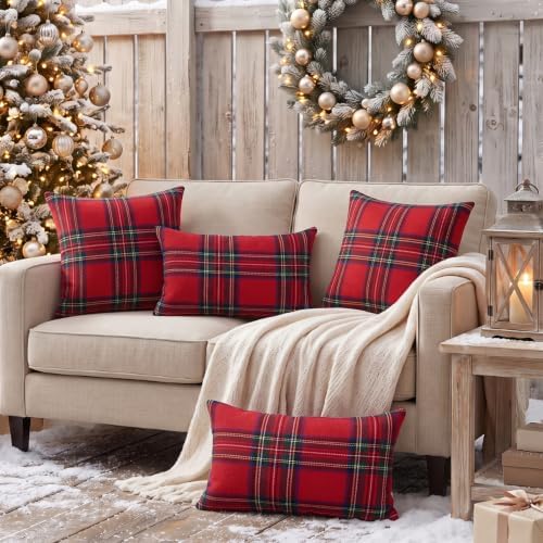 Artmag Christmas Plaid Pillow Covers 22x22 Inch Set of 2 Scottish