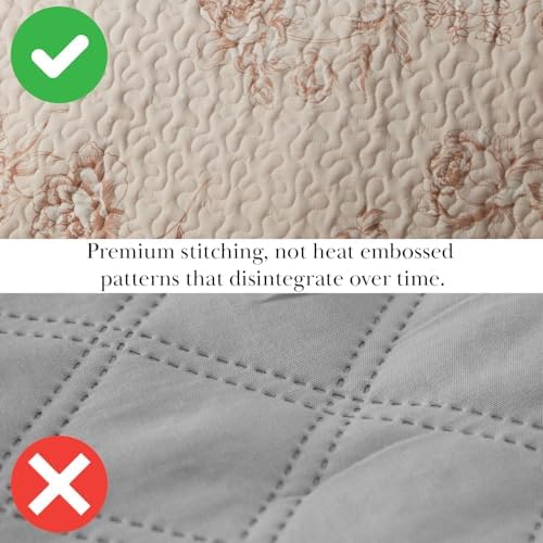 Extra Wide King Quilt Bedding Set w/ 2 Quilted Pillow Shams, Taupe