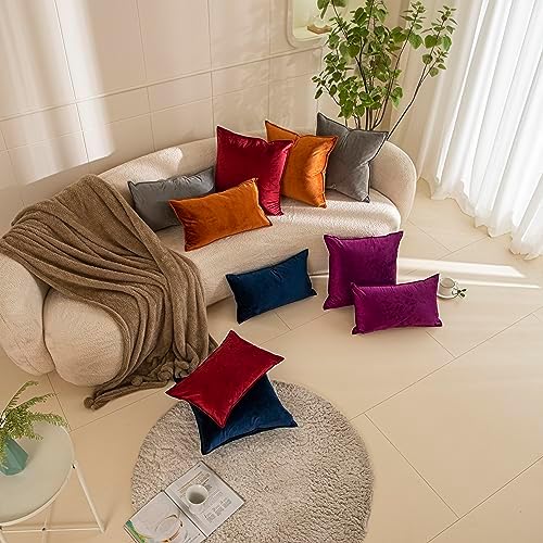 JUSPURBET Velvet Decorative Throw Pillow Covers 20x20 Set of 2,Navy