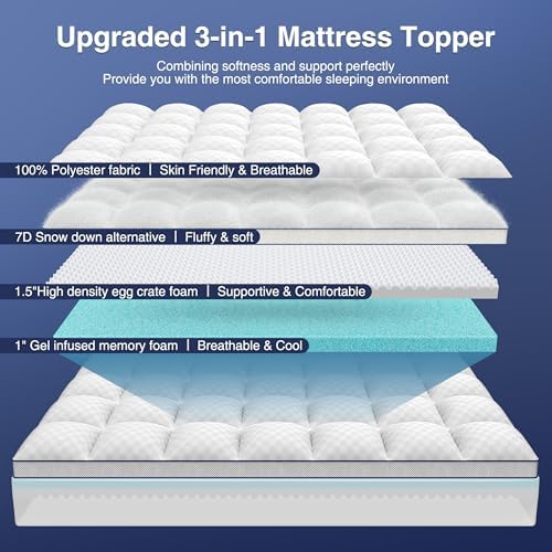 Queen Mattress Topper, 4.5 Inch Memory Foam Mattress Topper for Back
