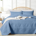akkialla Full/Queen Quilt Set, Boho Style in a Solid Color, Bluish