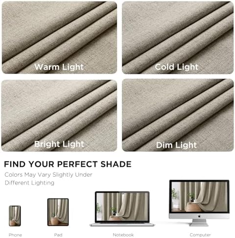 CUCRAF 100% Blackout Curtains 72 inches Length 2 Panels Set, Room