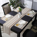 Brown Stripe Table Runner and Placemats for Dining Table,Burlap Coffee