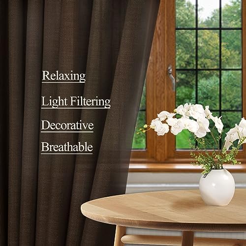 Frelement Grommet Curtains Drapes Linen Curtains Drapery Panel Light