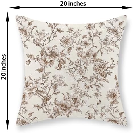 Chinoiserie Outdoor Brown Floral Pillow Covers 20x20 Set of 2