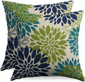 Navy Blue Lime Green Teal Pillow Covers 22x22 Inch Set of 2, Modern