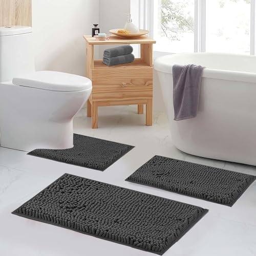 Bathroom Rugs Set 5 Piece Thick Chenille Bath Mats