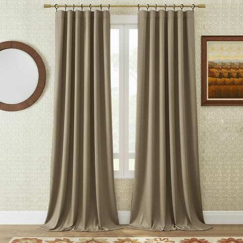 Timeper Taupe Blackout Back Tab Velvet Curtains 52x84 inches 2Pcs