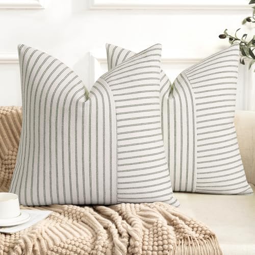 YCOLL Farmhouse Pillow Covers 20x20, Modern Accent Square Throw Pillow