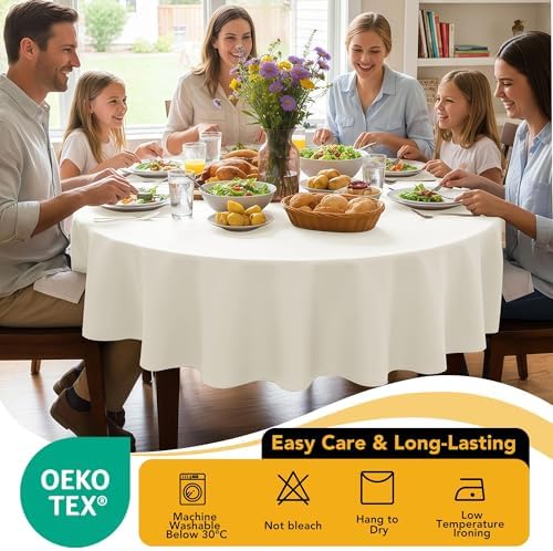 10-Pack Ivory Round Tablecloths, 90 in, for 4-5 Ft Round Tables