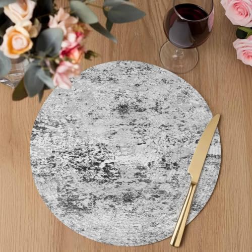 Abstract Gray 15 Inch Round Placemats Set of 6, Minimalist Mottled