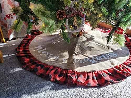 AISENO 48 Inch Red and Black Buffalo Plaid Tree Skirt